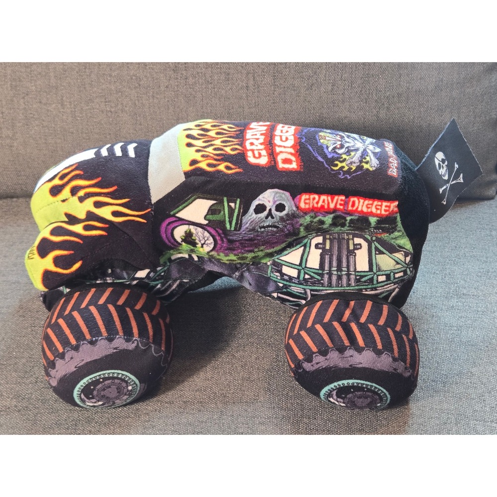 Monster Jam Grave Digger Pillow Buddy Plush Monster Truck Bad to the Bone 12"